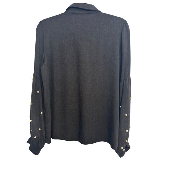 2/$30 Zara Basic Collection M Charcoal Pearl Embellish Sleeves - Picture 8 of 12